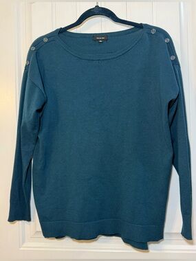 Verve Ami Teal Button Shoulder Sweater Women’s Medium Long Sleeve Knit Top
